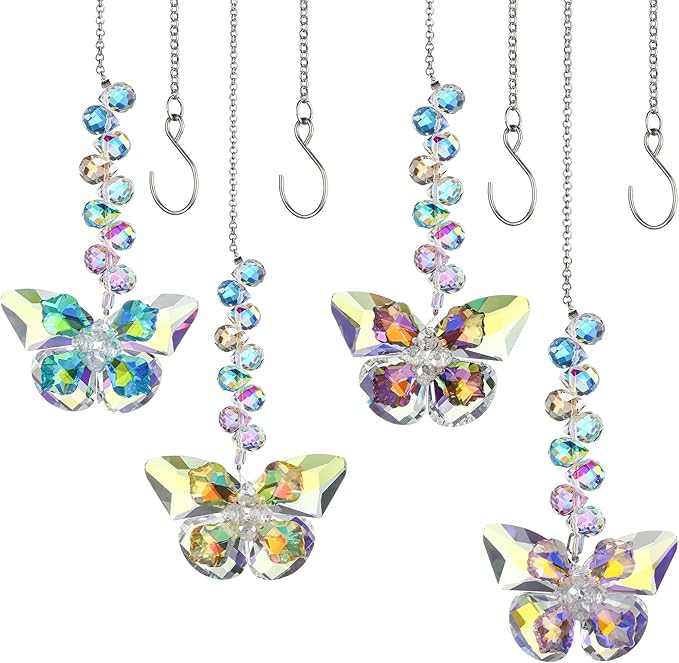 HDCRYSTALGIFTS 4pcs Crystal Butterfly Suncatchers by HDCRYSTALGIFTS
