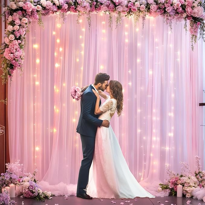 20ft x 10ft Pink Tulle Photo Backdrop Curtain - Image 4