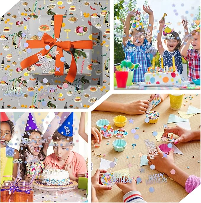Birthday Confetti for Table, Glitter Birthday Confetti Metallic Foil Sprinkles - Image 6