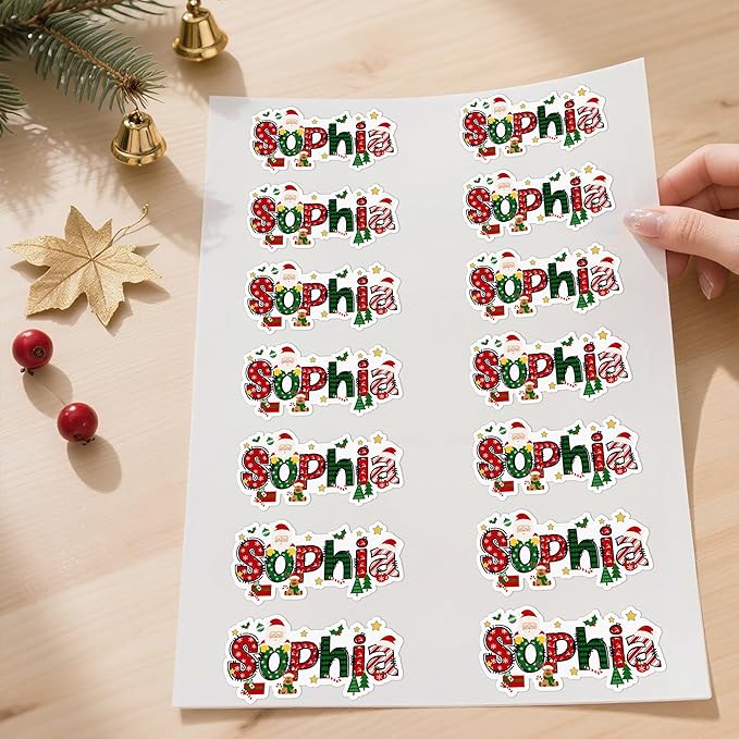 Personalized Christmas Stickers, Custom Name Waterproof Christmas Gift Tags - Image 7