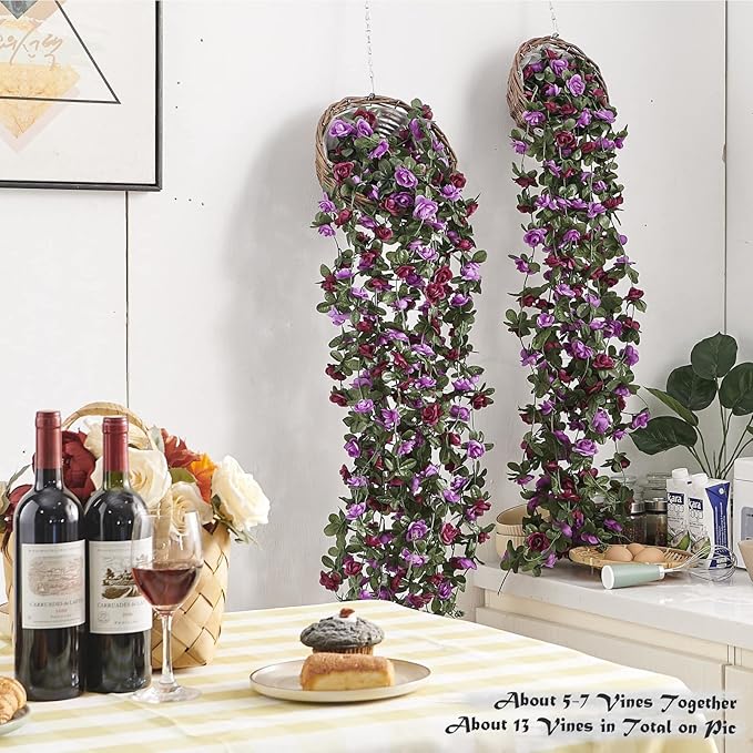 6 Pcs x 8.2 ft Flower Garland Artificial Rose Vine Flowers - Image 2