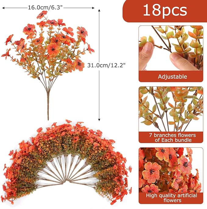 Hananona 18 Pcs Artificial Mum Flowers - Image 2