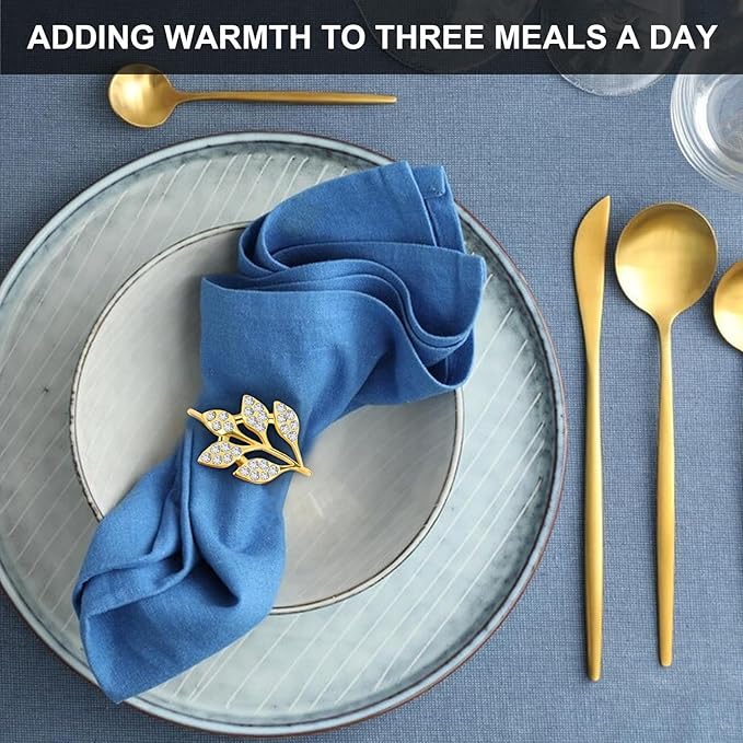 Gold Napkin Rings Set of 10, Napkin Rings Holder Buckles, Thanksgiving - Image 2