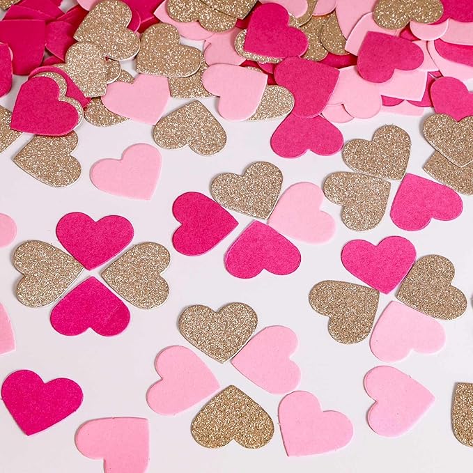 200 Pcs Hot Pink Heart Paper Confetti by KALOR