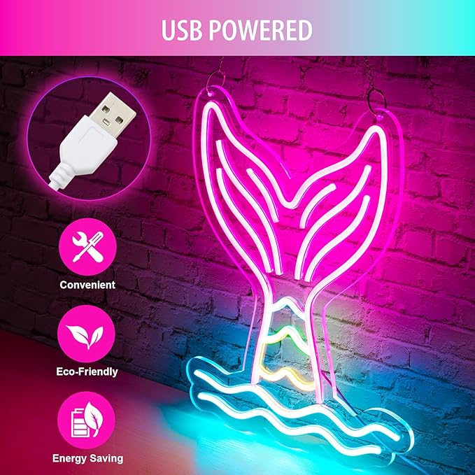 Mermaid Tail Neon Sign Dimmable Mermaid Neon Signs - Image 9
