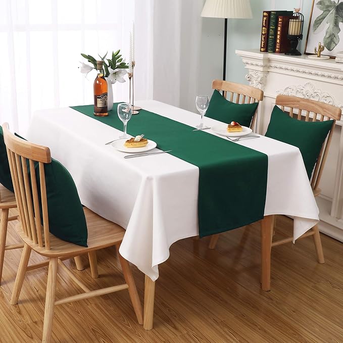 Dark Green Table Runner 14x72 Inch Solid Color Thick Polyester Decorative Cloth - Image 6