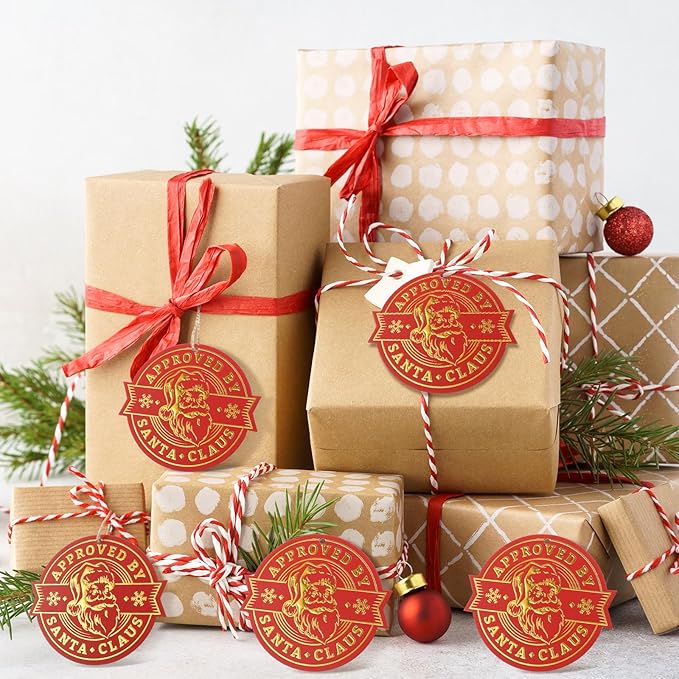 36 Pcs Christmas Gift Tag with String 3D Santa Gift Tag Gold Foil Present from - Image 6