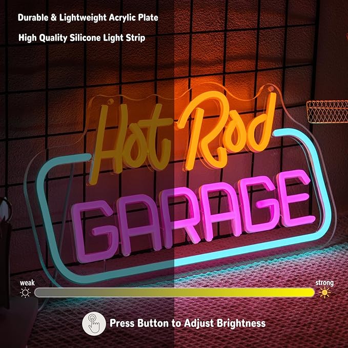 Hot Rod Garage Neon Sign for Wall Decor Garage Neon Light Parking LED Neon Sign - Image 5