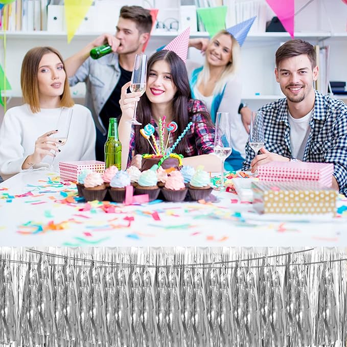 4P Silver Foil Fringe Metallic Tassel Streamers Banner Tassel Garland - Image 4
