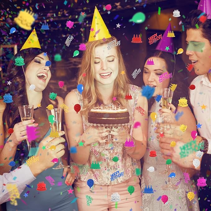 Happy Birthday Confetti Glitter Metallic Foil Table Confetti Multicolor - Image 5