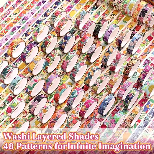 48 Rolls Fruit Theme Washi Tape Set, Writable Decorative Tapes - Image 3
