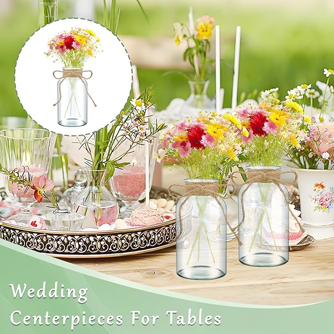 12PCS Transparent Glass Flower Vases - Image 2