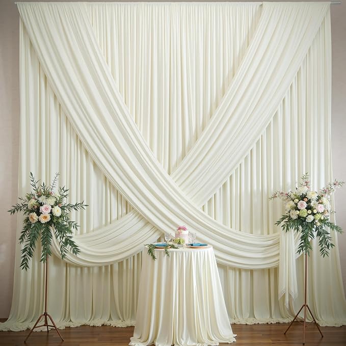 10×12ft Wrinkle Free Ivory Backdrop Curtain - Image 5