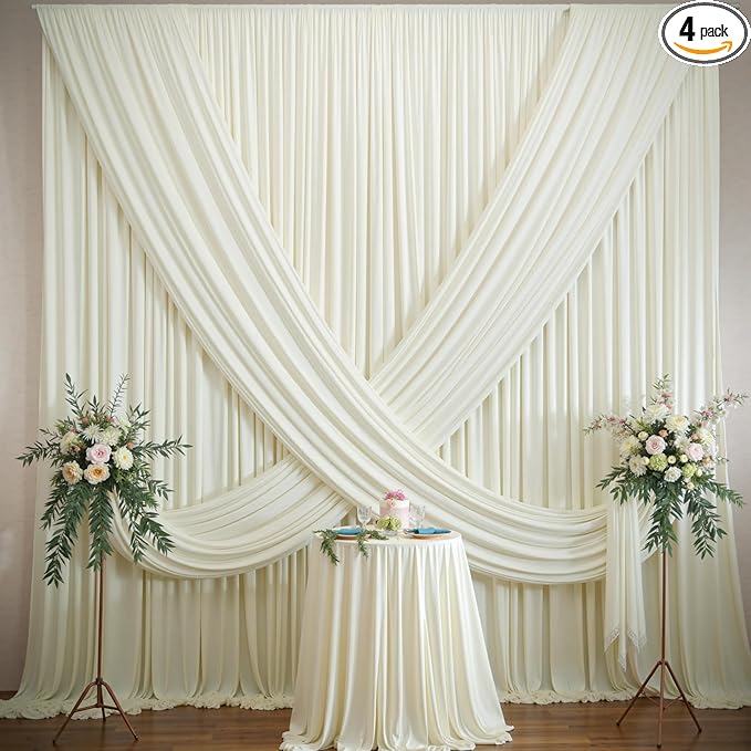 20×12ft Wrinkle Free Ivory Backdrop Curtain by ENJOYYOURPARTY