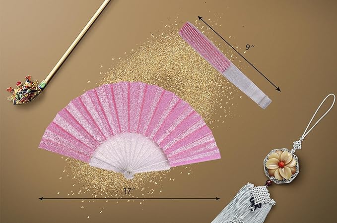HUNANBANG Glitter Folding Hand Fan - Image 2