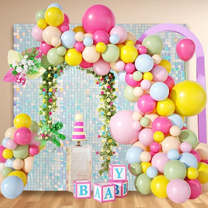 24PCS Colorful Blue Shimmer Wall Backdrop, Square Sequin Backdrops Panel - Image 4