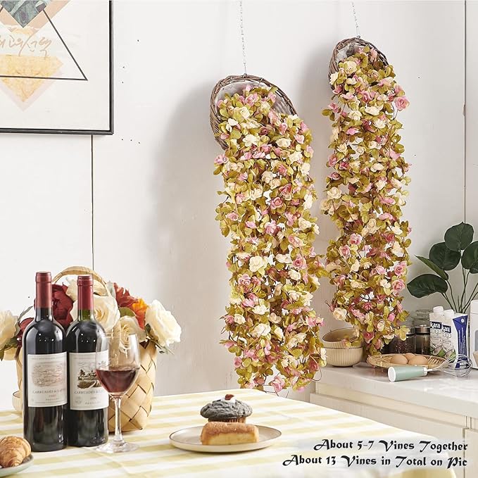 6 Pcs x 8.2 ft Flower Garland Artificial Rose Vine Flowers - Image 3