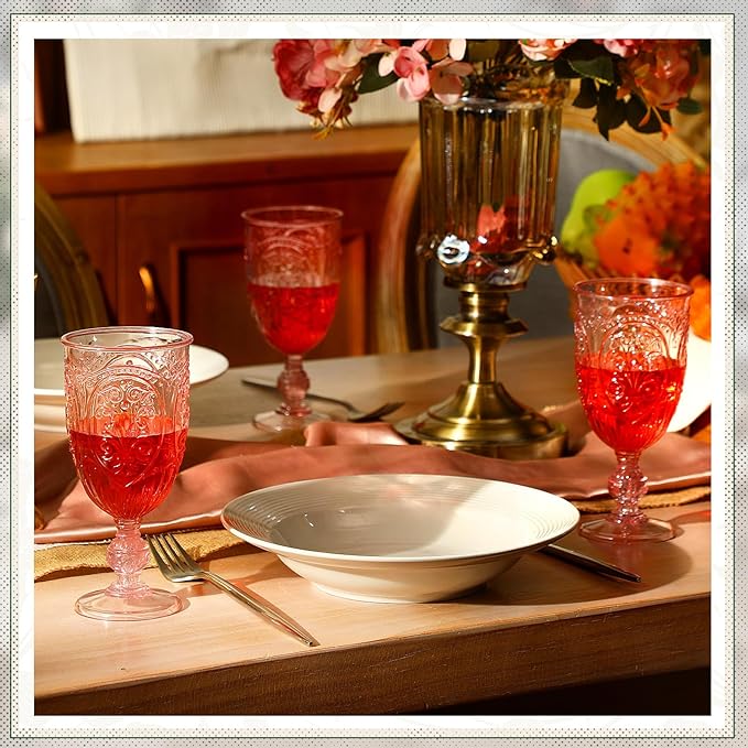 36 Pack Plastic Goblets 10oz Upgrade Vintage Water Goblet Plastic Wine Glasses - Image 6