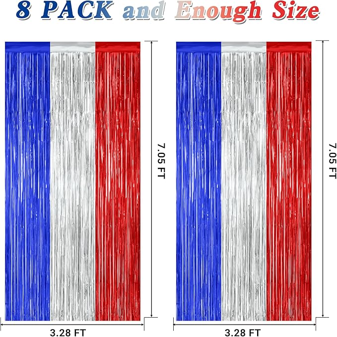 8 Pack 4th of July Photo Backdrop, 3.28 FT x 7.08 FT Fourth of July Decorations - Image 2