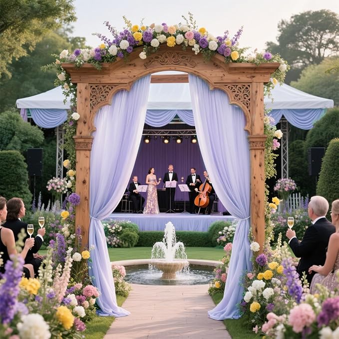 VOK Lavender Wedding Arch Draping Fabric Chiffon Fabric, 29in x 18Ft 2 Panels - Image 7