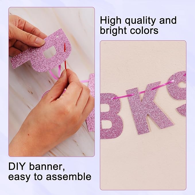 BEISHIDA 116 PCS A-Z Glitter Light Purple DIY Letter Banner Kit Make Your Own - Image 3