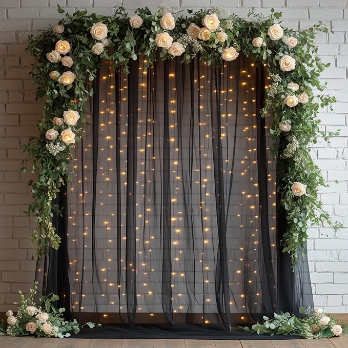 Black Tulle Backdrop Curtain by Unknown
