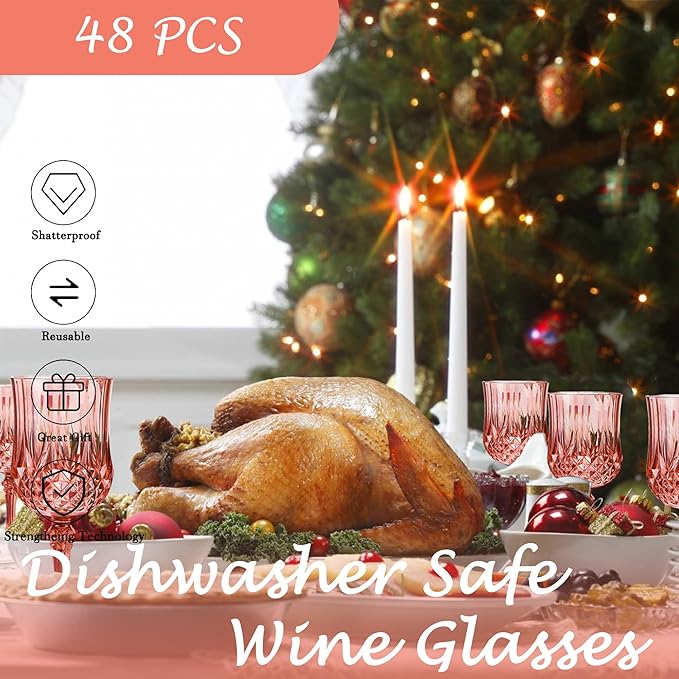 Plastic Wine Glasses，Plastic Goblets Vintage Style Cordial Drinking Glasses - Image 4