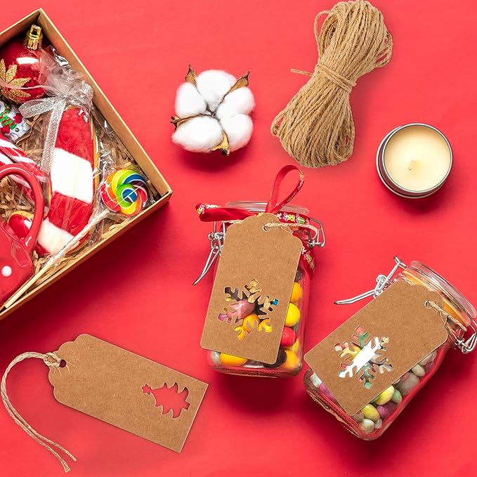 Aneco 150 Pieces Christmas Paper Gift Tags Brown Kraft Tags Hang Labels - Image 7