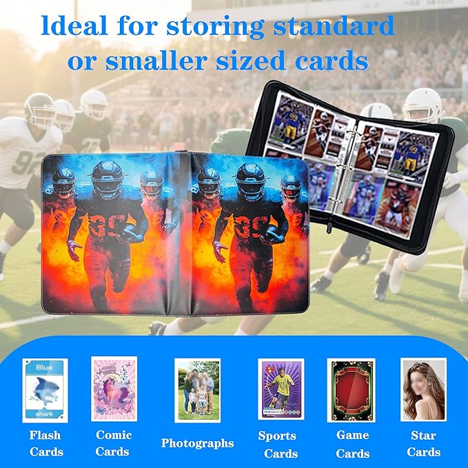 Trading Card Binder 4 Pocket, Pockets Football Card Binder, Premium Double - Image 5