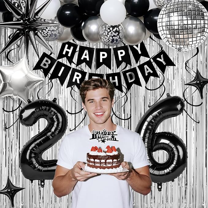 26th Birthday Decorations for Men Women, Fringe Curtains Kit - Image 3
