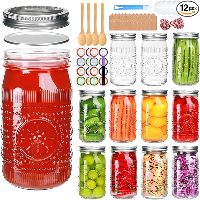 Encheng 12 Pack 32oz Wide Mouth Mason Jars by Encheng