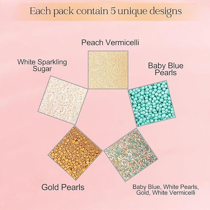 Confect Sprinkles- Fairytale Frozen Cake Decorating Sprinkles – Teal, Pearl - Image 2