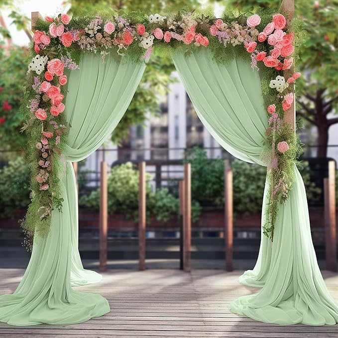 Sage Arch Drapes for Wedding Arch Draping Fabric Sheer Backdrop Curtain for - Image 4