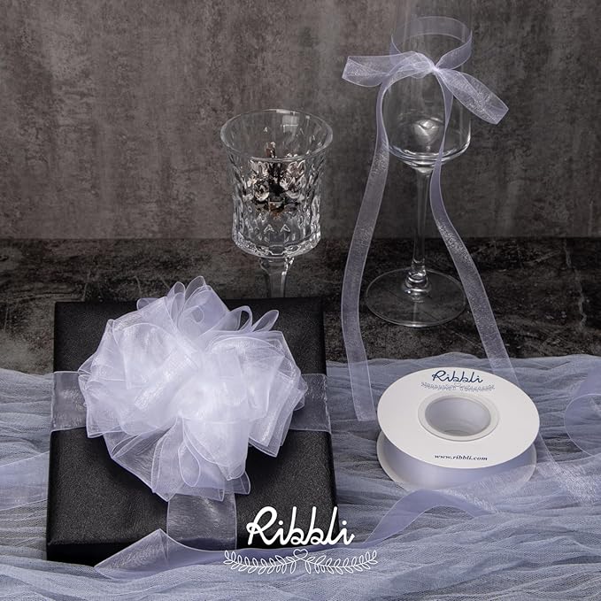 Ribbli White Sheer Organza Ribbon, 1 Inches x Continuous 50 Yard Use - Image 3