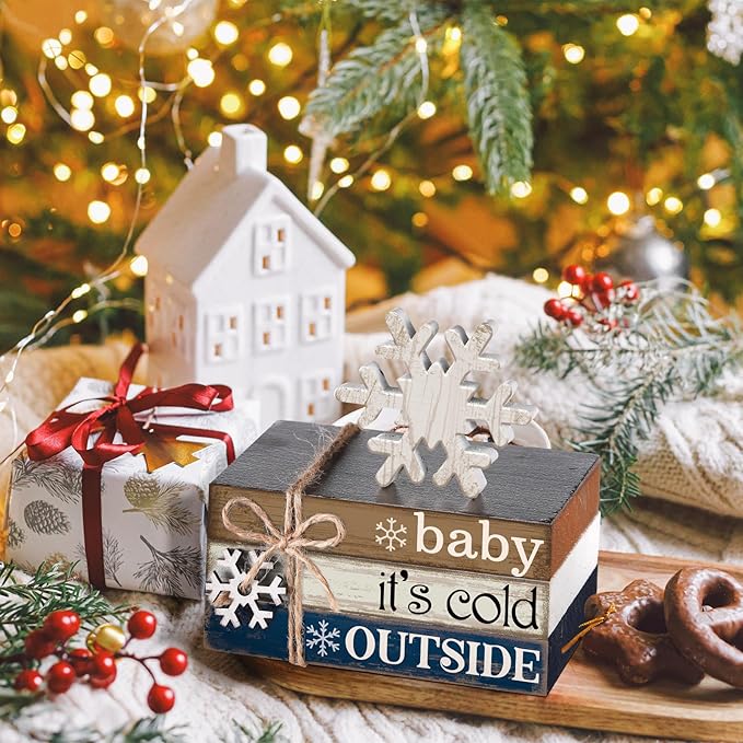 4 Pcs Winter Christmas Decor Winter Table Decorations Christmas Tiered Tray - Image 8