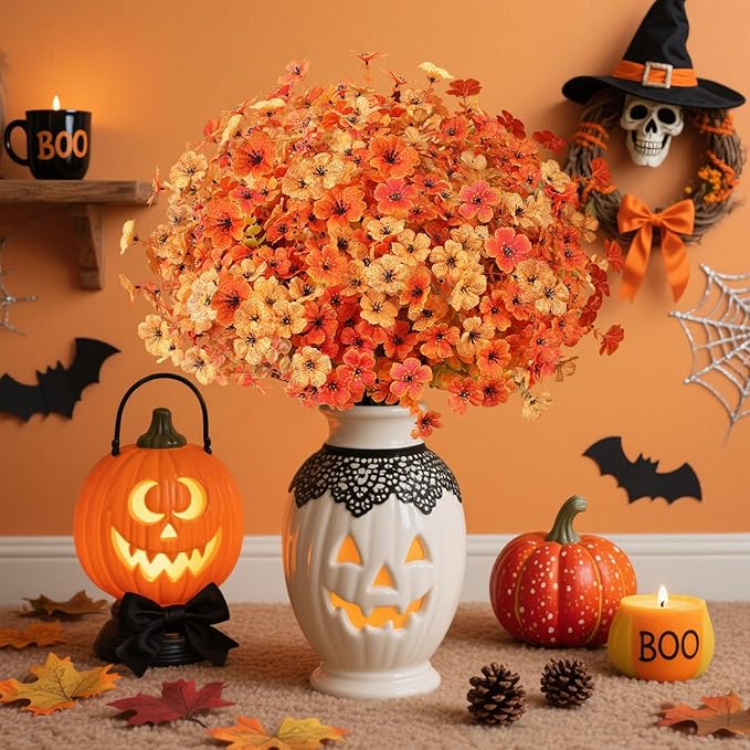 AmyHomie 16 Bundles Fall Orange Yellow Artificial Flowers - Image 3
