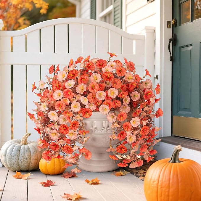2 PCS Artificial Faux Fall Hanging Flowers Plants - Image 6