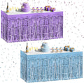 2 Pack Light Blue Light Purple Table Skirts, 29x108" Metallic Foil Tinsel by Unknown