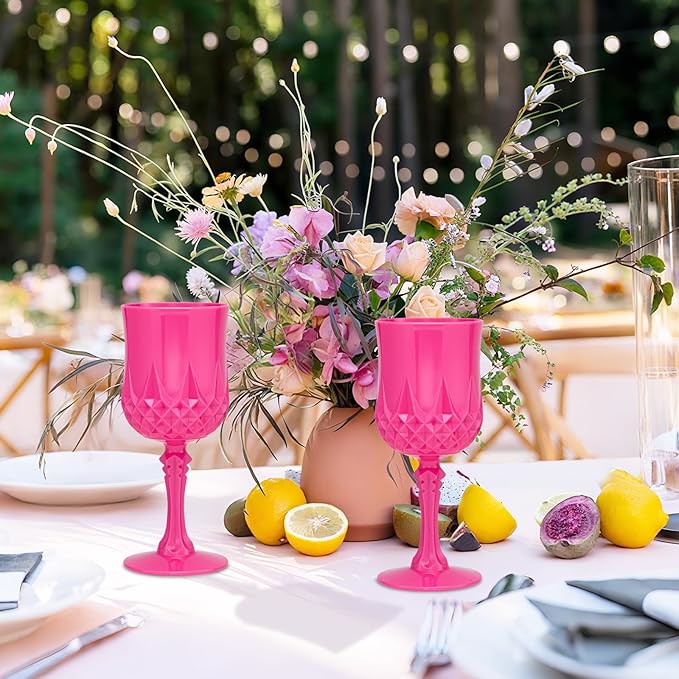 Plastic Vintage Wine Glasses 7OZ Plastic Goblets Vintage Drinking Glasses 24PCS - Image 6