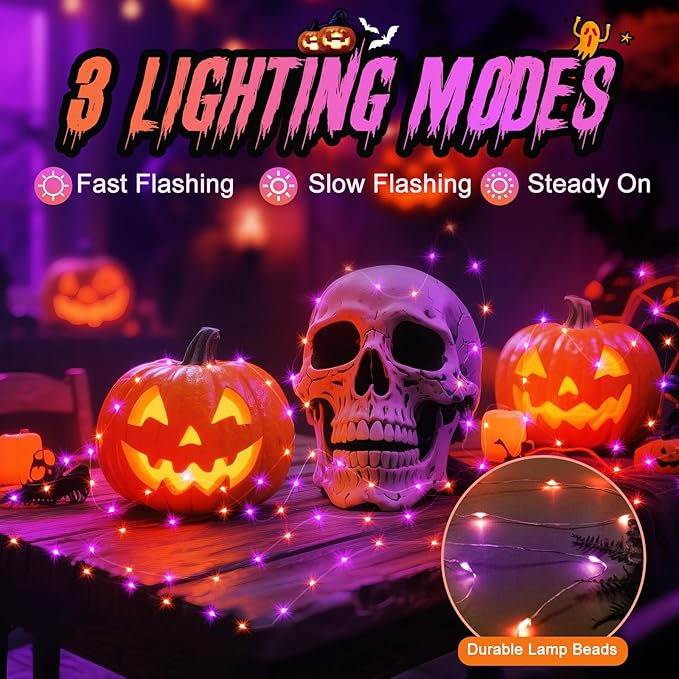 ZGWJ 24 Pack Halloween Fairy Lights Battery Operated, 7ft 20 Mini LED Halloween - Image 2