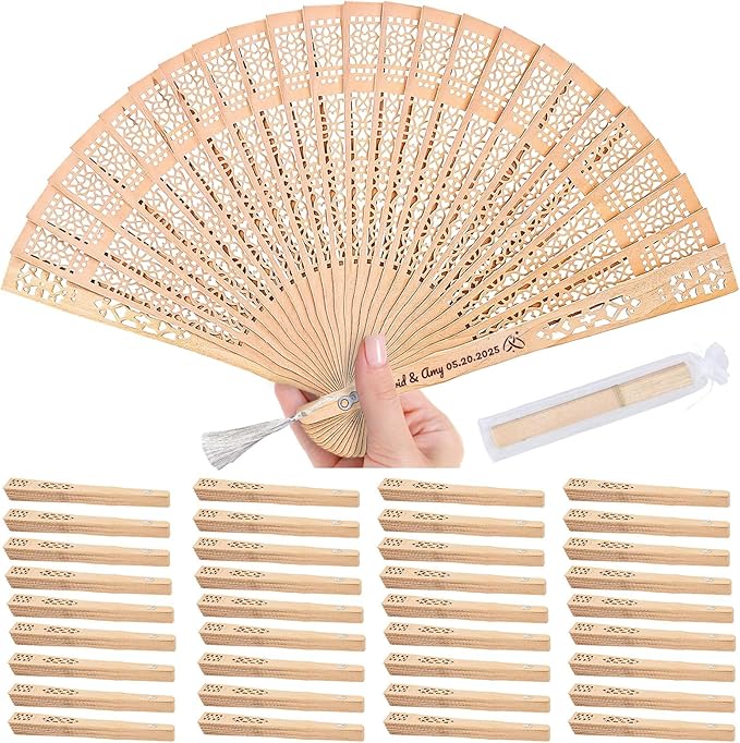 50pcs Personalized Wedding Fans by HICUSXCustomizedwithCare