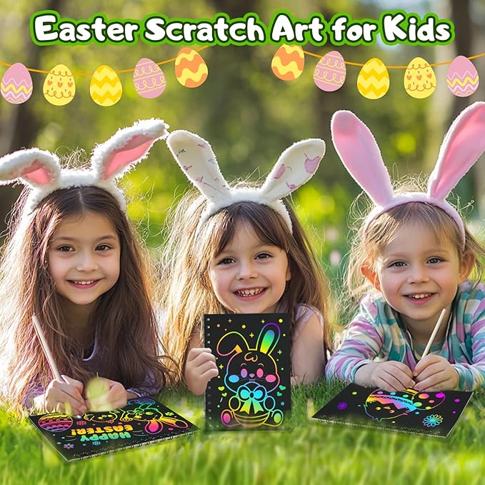 Party Favors for Kids: 4 Pack Rainbow Scratch Art Notebook Students Classroom - Image 8