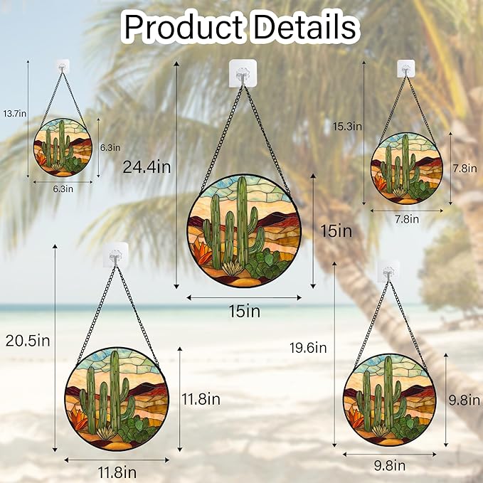 Stained Glass Window Hanging, Abstract Desert Landscape Suncatcher Birthday - Image 7