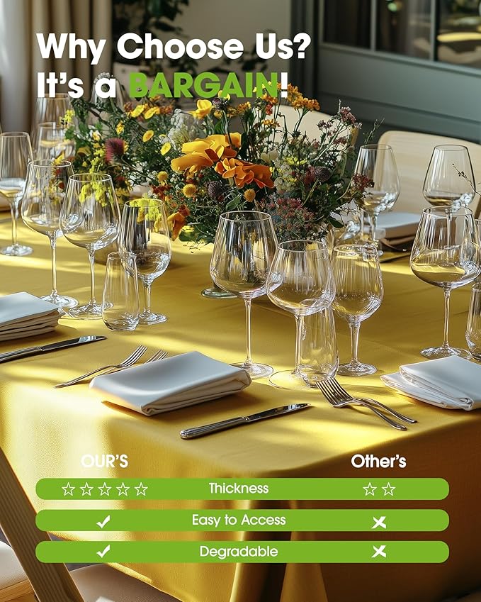 Pureegg Plastic Table Cloth Disposable 10 Pack, 54 x 108 Inch Table Cloths - Image 6
