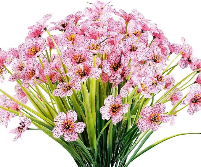 12 Bundles Artificial Flowers Outdoor UV Resistant Fake Flowers No Fade Faux by JEMONG