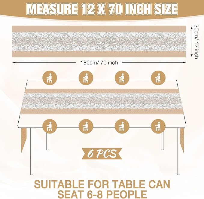 Xinnun 6 Pack Burlap Table Runner - Image 7