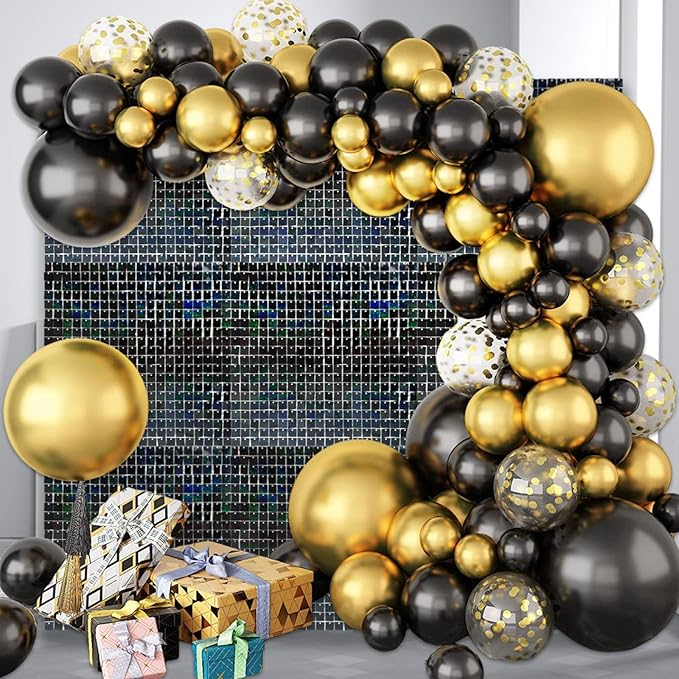 24PCS Black Shimmer Wall Backdrop, Laser Square Sequin Photo Backdrops Panel - Image 4