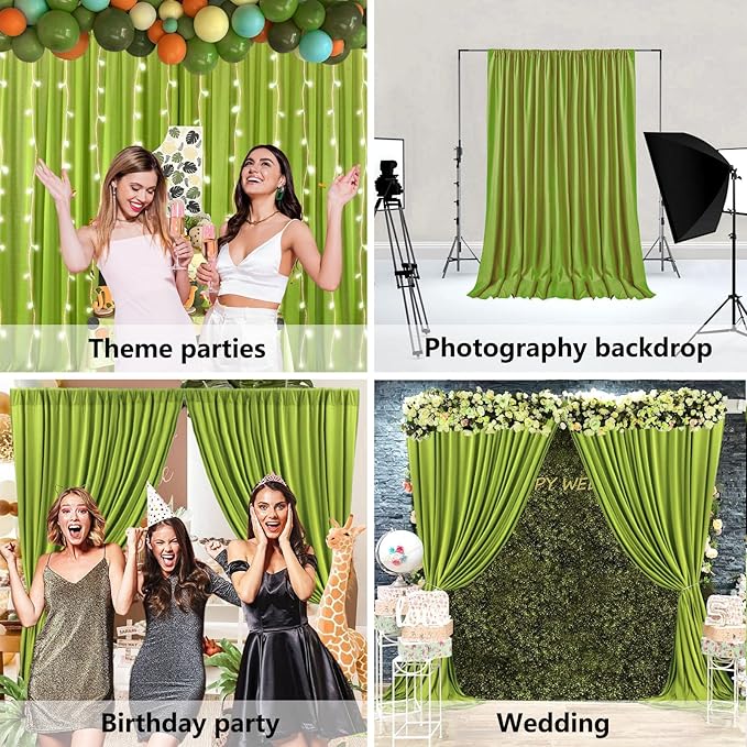 10 x 7 Feet Olive-Green Backdrop Curtain - Image 5