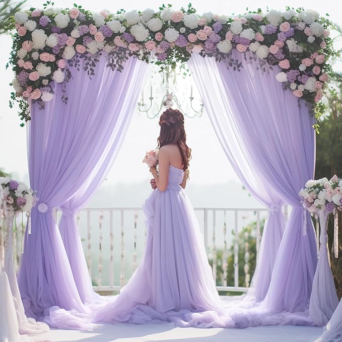 20x10 Purple Tulle Backdrop Curtains - Image 3