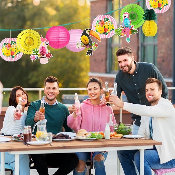 Luau Party Decorations, Aloha Paper Lanterns Tropical Parrot Birds Tissue Paper - Image 7